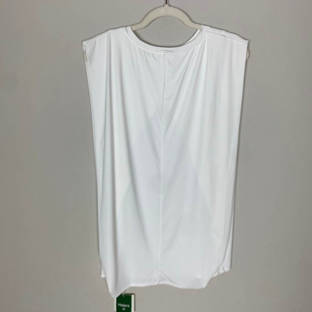 Halara Round Neck Ruched Workout Tank Top Sleeveless Athletic Womens XL White - Picture 5 of 9